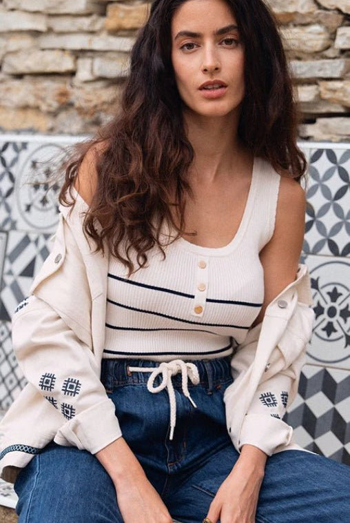 Molly Bracken Knitted Striped Tank Top - Fleur - De - Lis Boutique