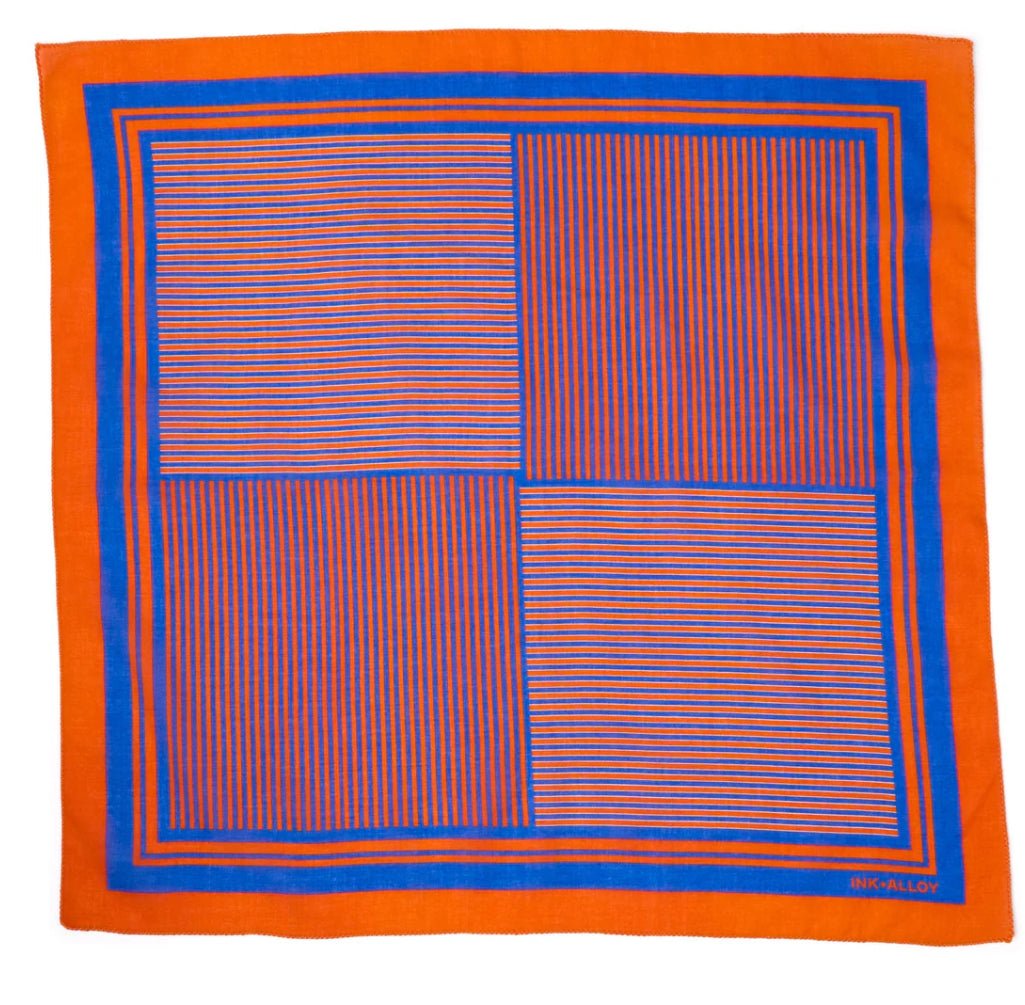 Ink + Alloy Stripe Scarf Blue and Orange - Fleur-De-Lis Boutique