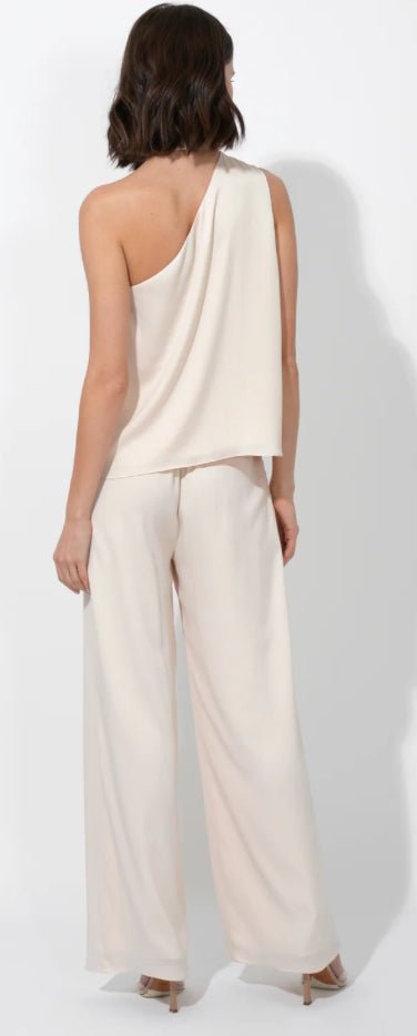 Adelyn Rae Lisette Scarf One Shoulder Top Ecru - Fleur - De - Lis Boutique