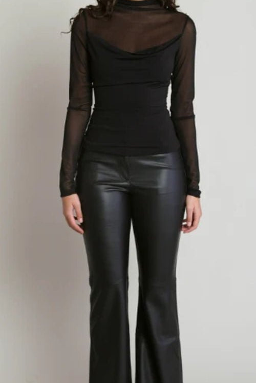 Dex Sheer Cowl Top Black - Fleur-De-Lis Boutique
