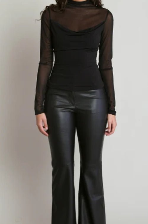 Dex Sheer Cowl Top Black - Fleur-De-Lis Boutique