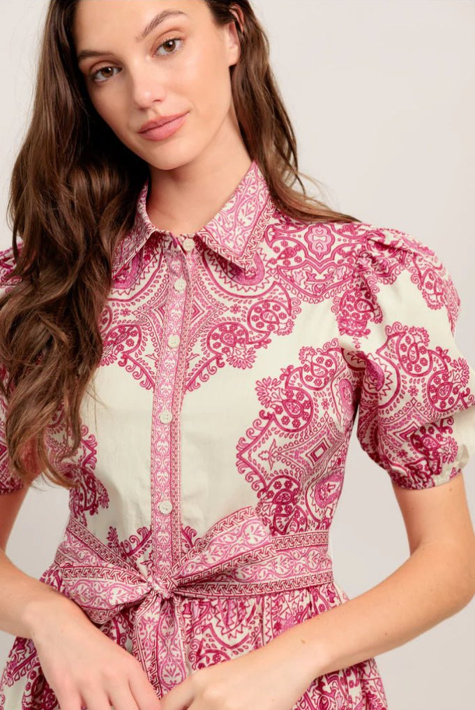 Tea At Noon Belted Mini Dress - Fleur - De - Lis Boutique