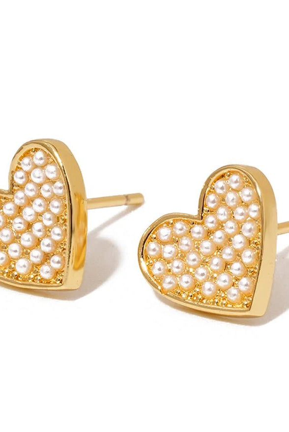 Pretty Simple Heart of Pearls Stud Earrings Waterproof - Fleur-De-Lis Boutique