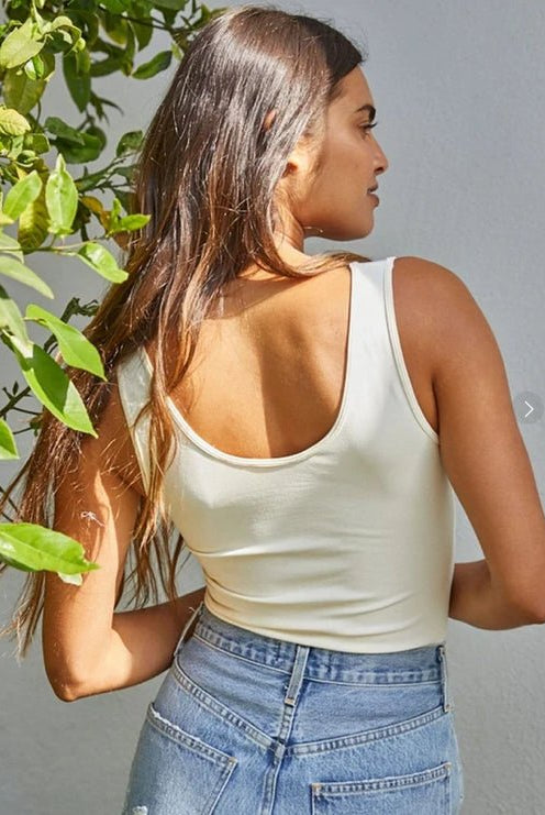 By Together Seamless Reverse U-V Tank Cream - Fleur-De-Lis Boutique