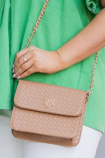 Caroline Hill Evelyn Crossbody Woven Tan - Fleur-De-Lis Boutique