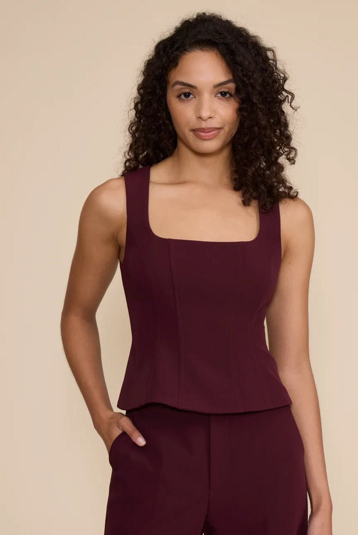 Lucy Paris Leanne Peplum Top Wine - Fleur-De-Lis Boutique
