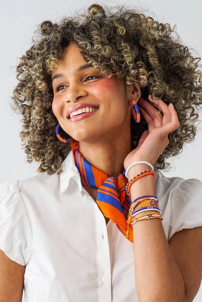 Ink + Alloy Game Day Beaded Hoops Blue Orange - Fleur-De-Lis Boutique