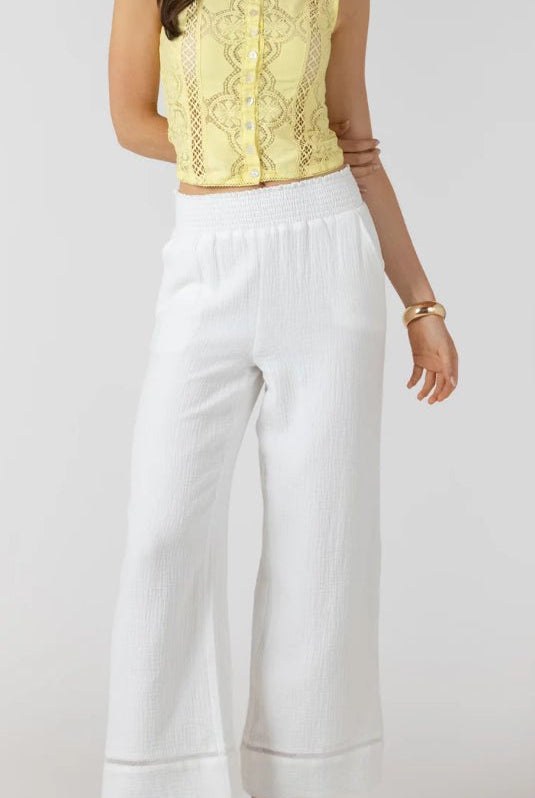 Dex Lace Trim Wide Leg Pant - Fleur - De - Lis Boutique