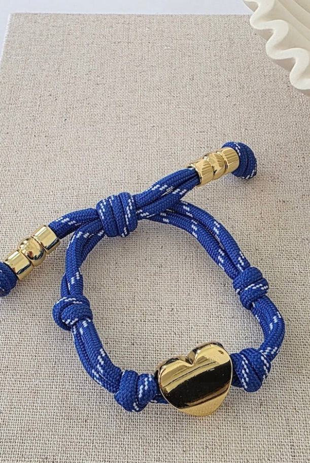 Knotty Cord Heart Bracelet Blue - Fleur-De-Lis Boutique