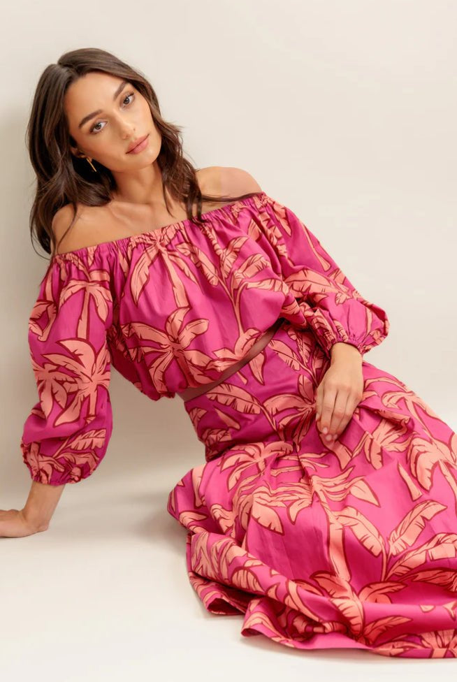 Paradise Match Woven Top And Skirt Set - Fleur - De - Lis Boutique