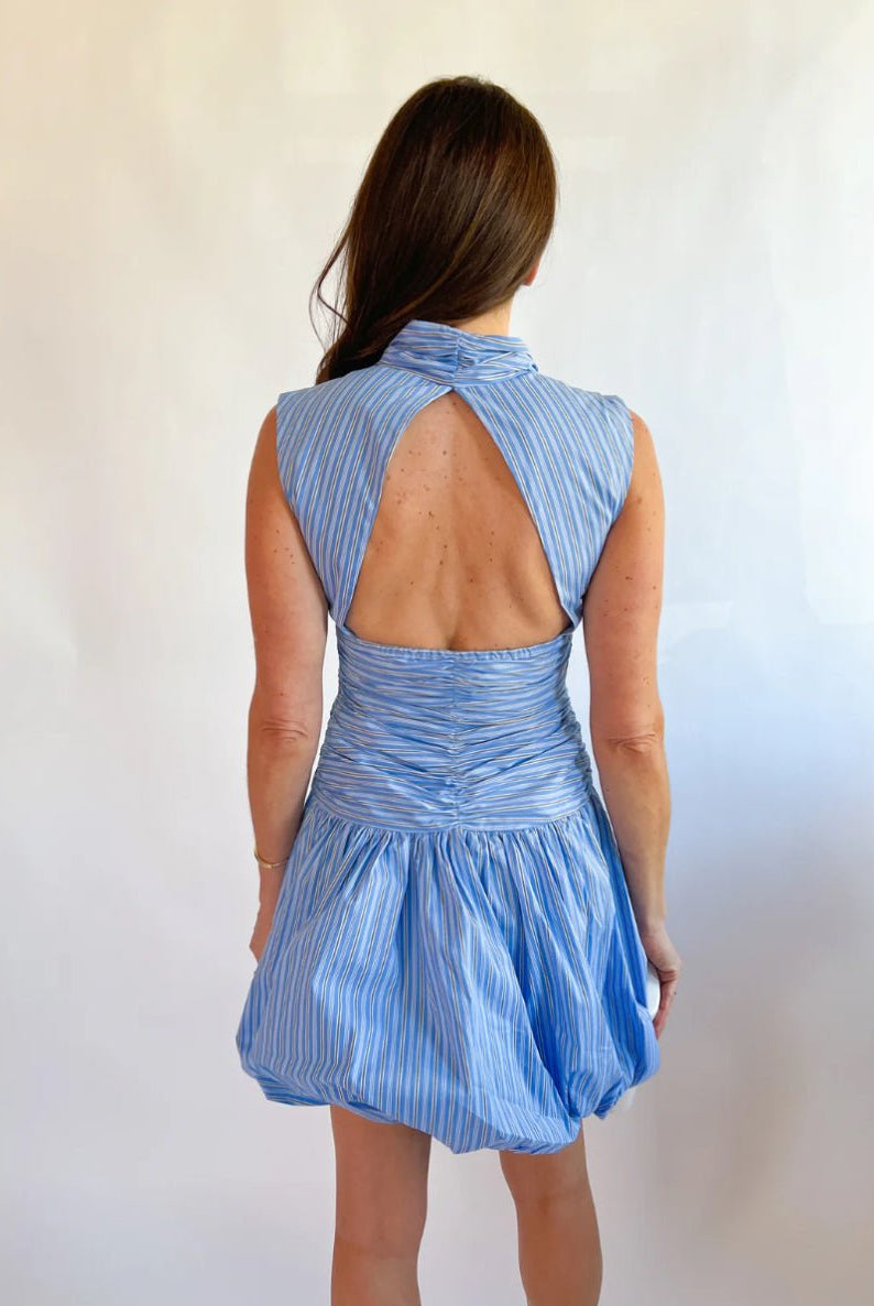 DOLCECABO Poplin Bubble Stripe Mini Dress - Fleur - De - Lis Boutique