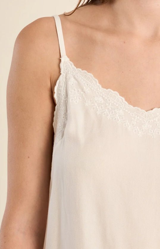 Molly Bracken Satin Camisole with Lace Detail White - Fleur - De - Lis Boutique