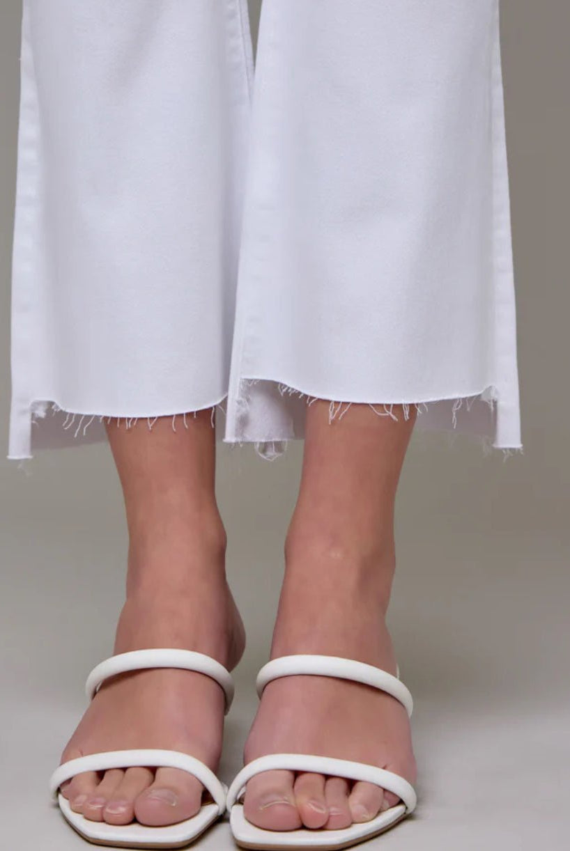 Hidden White Clean Step Hem Cropped Flare - Fleur - De - Lis Boutique