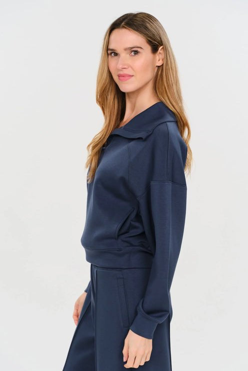 Six Fifty Scuba 1/4 Zip Up Navy - Fleur-De-Lis Boutique