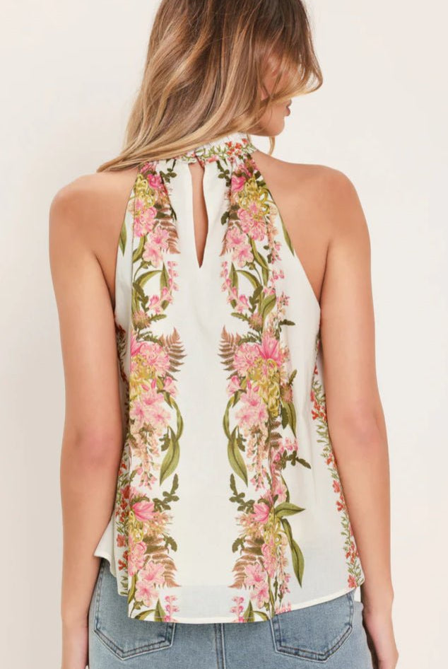 Floral Printed Woven Halter Top - Fleur-De-Lis Boutique