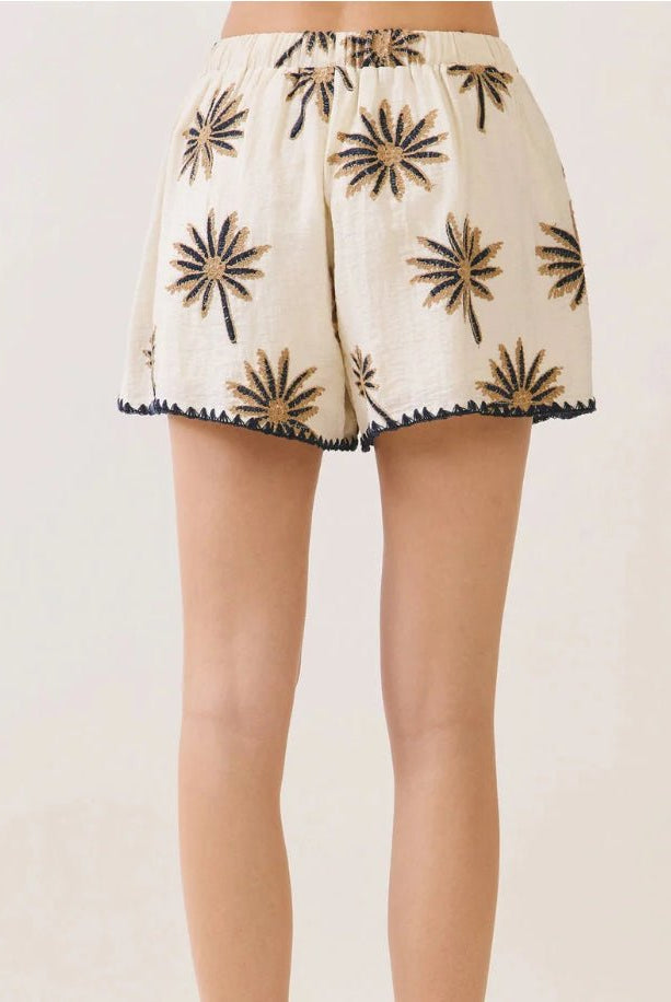 TCEC Embroidered Palm Shorts - Fleur-De-Lis Boutique