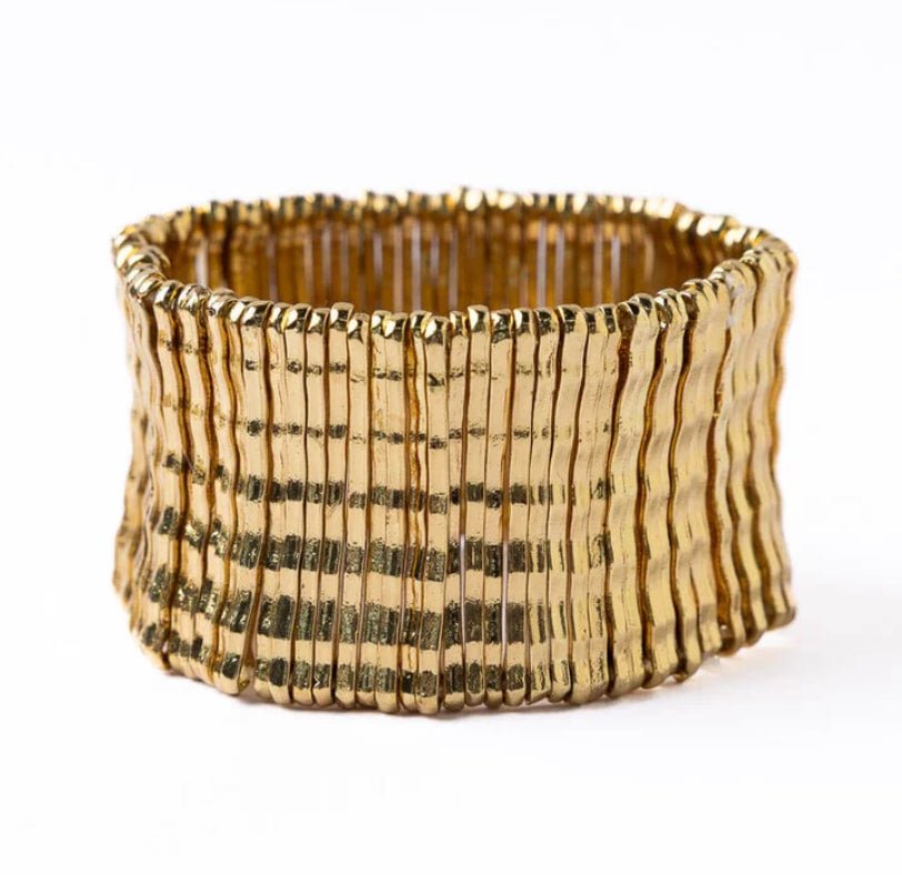 Ink + Alloy Winnie Wide Stretch Bracelet Brass - Fleur-De-Lis Boutique