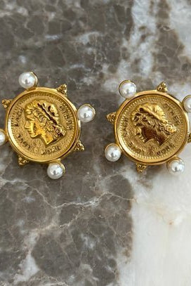 Chansutt Pearls Pearl Coin Earrings - Fleur - De - Lis Boutique