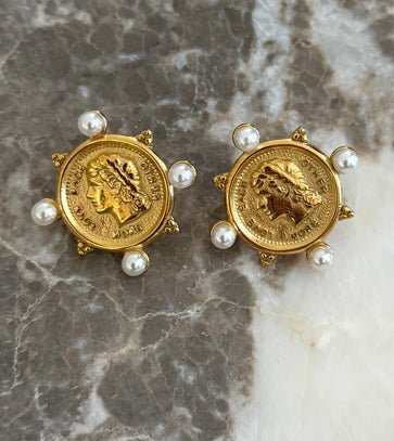 Chansutt Pearls Pearl Coin Earrings - Fleur - De - Lis Boutique