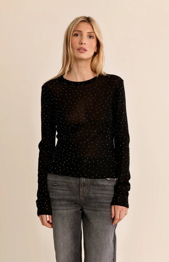 Molly Bracken Black Sheer Dot Top - Fleur-De-Lis Boutique