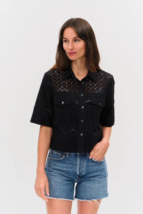 Six Fifty Tove Eyelet Top Black - Fleur - De - Lis Boutique