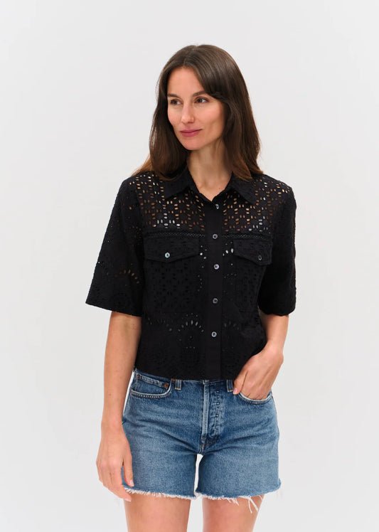 Six Fifty Tove Eyelet Top Black - Fleur - De - Lis Boutique
