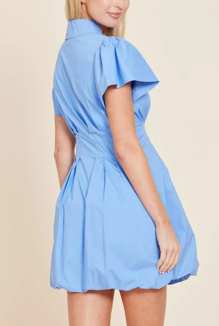 DOLCECABO Blue Poplin Zip Dress - Fleur - De - Lis Boutique