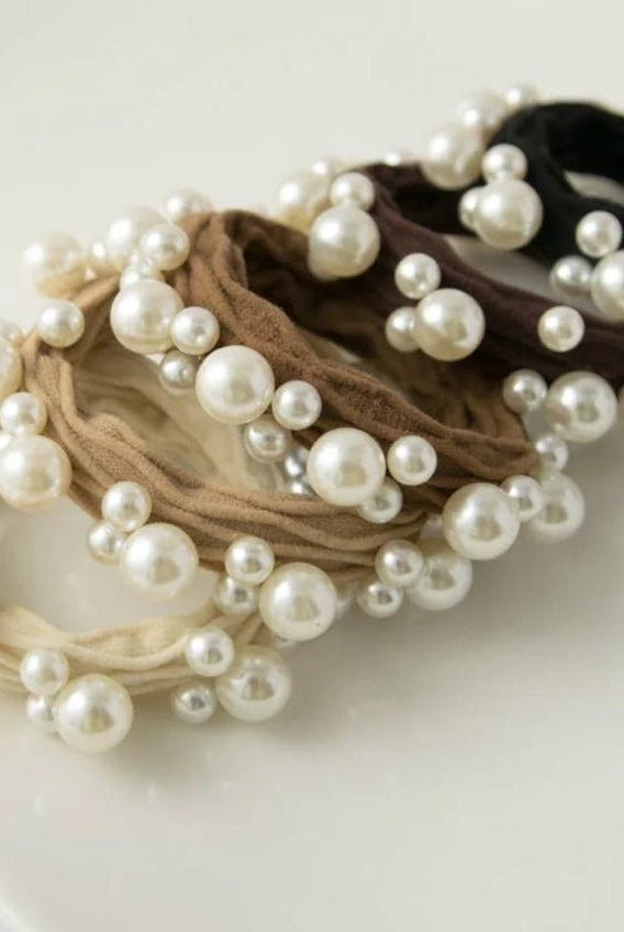 adorro Pearl Seamless Hair Ties Neutral - Fleur-De-Lis Boutique