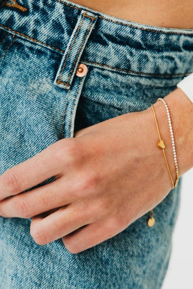 Pretty Simple Double Love Tennis Bracelet Waterproof Gold - Fleur-De-Lis Boutique