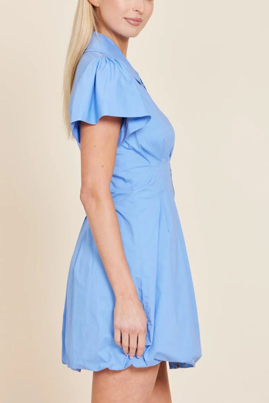 DOLCECABO Blue Poplin Zip Dress - Fleur - De - Lis Boutique
