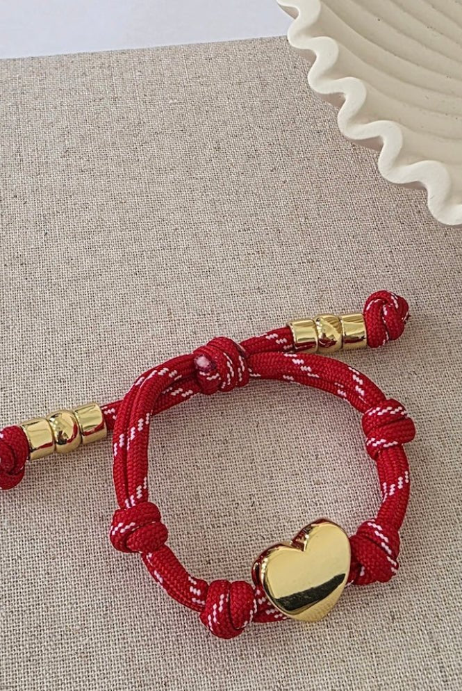 Knotty Cord Heart Bracelet Red - Fleur-De-Lis Boutique