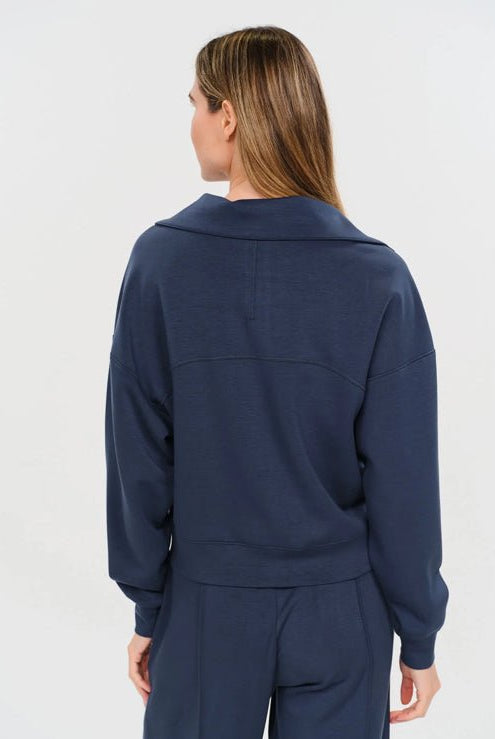 Six Fifty Scuba 1/4 Zip Up Navy - Fleur-De-Lis Boutique