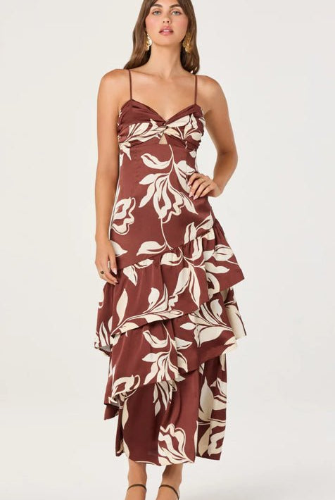 ASTR Cassia Dress Brown Floral - Fleur-De-Lis Boutique