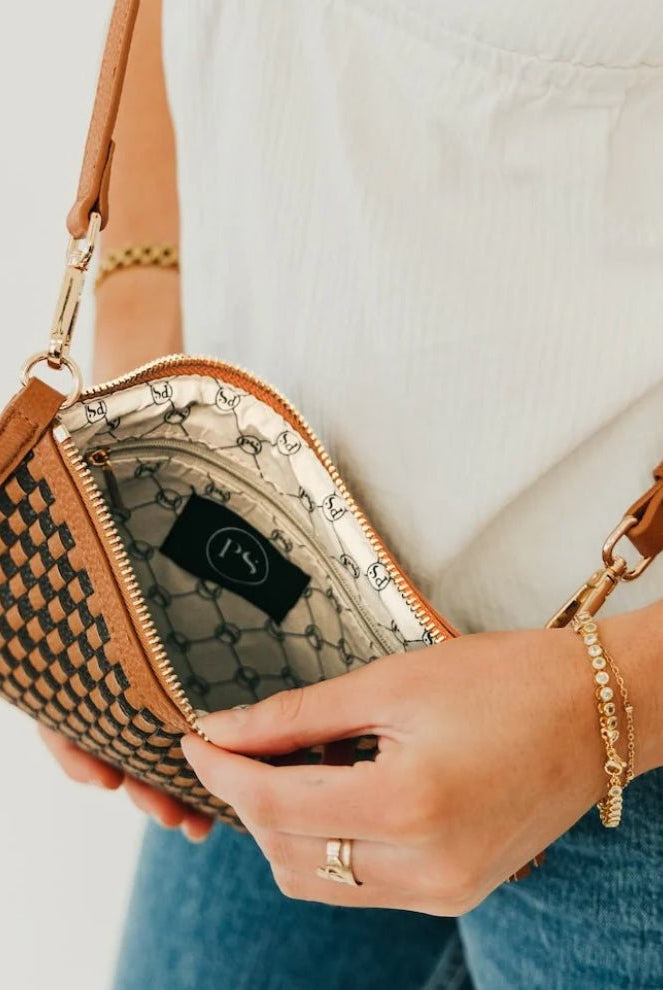 Veda Woven Crossbody and Clutch Taupe - Fleur-De-Lis Boutique