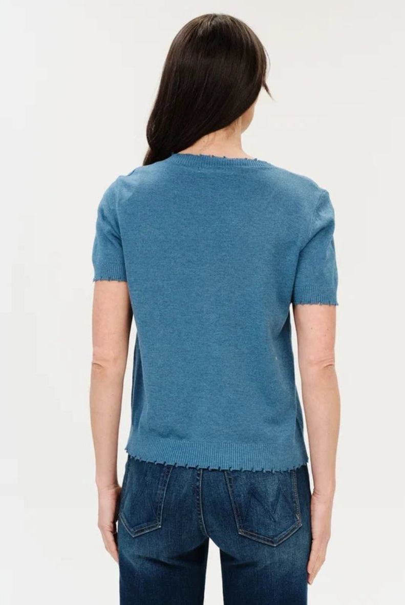 Six Fifty Gemma V Neck Sweater Heather Denim - Fleur-De-Lis Boutique