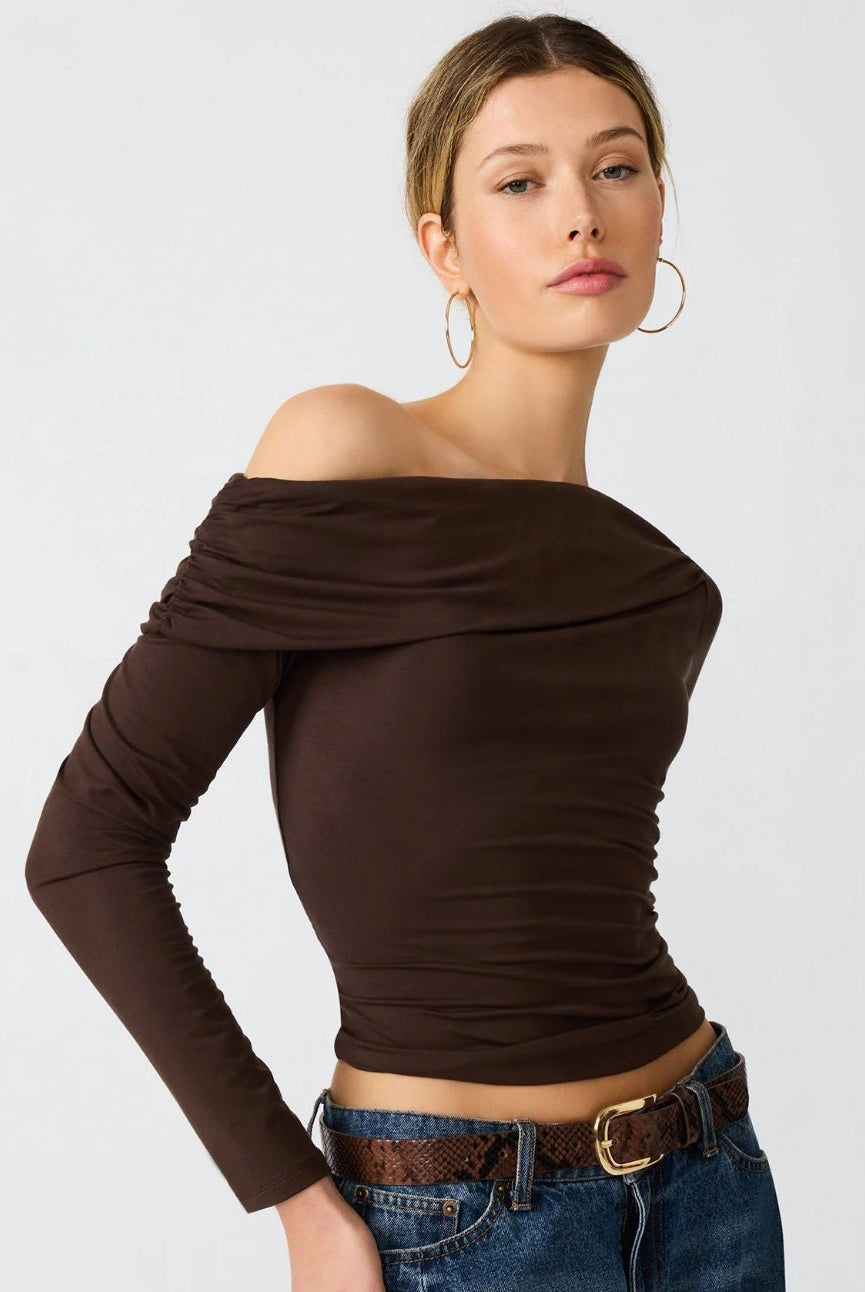 Steve Madden Ryder Knit Top Walnut - Fleur-De-Lis Boutique