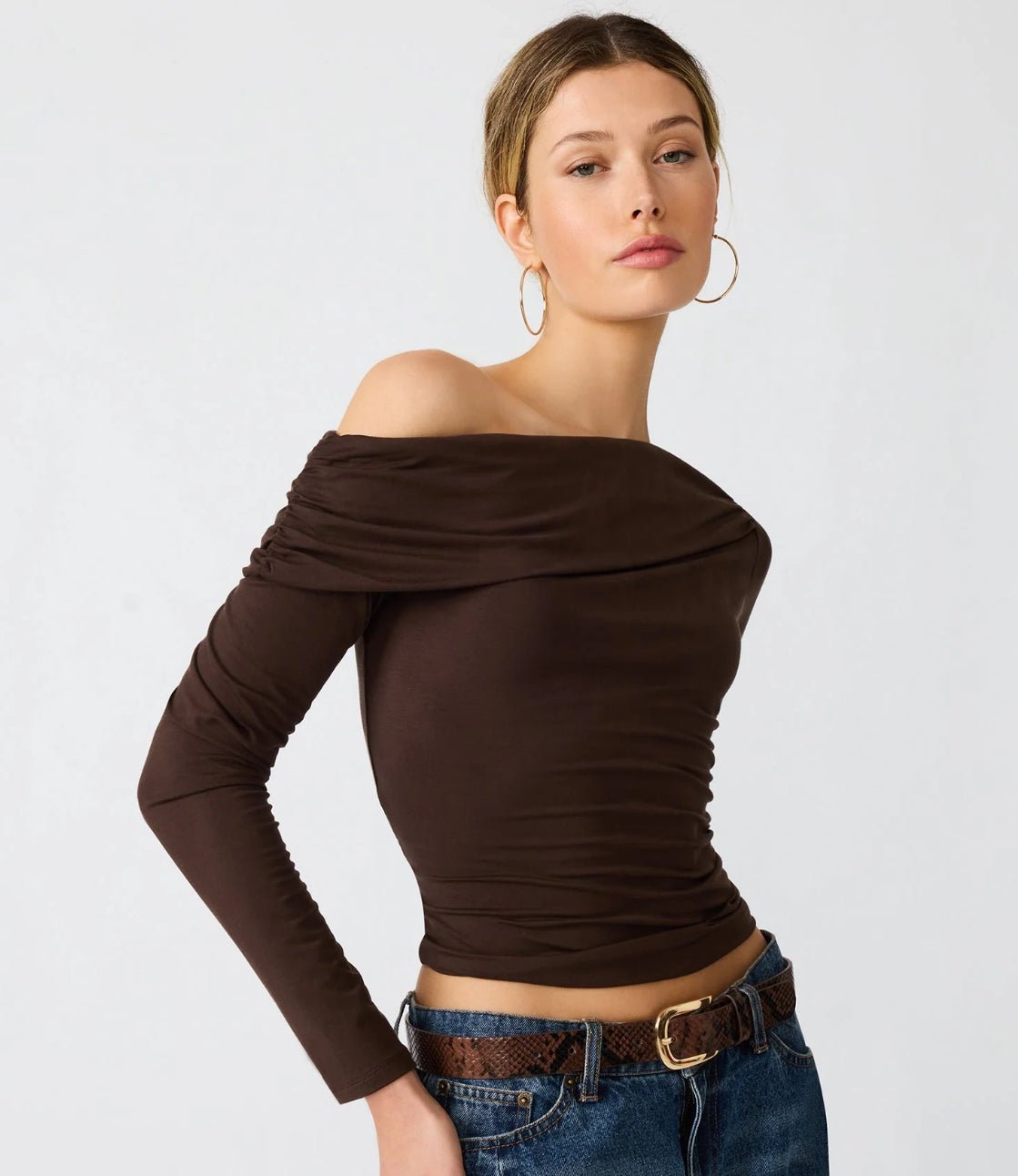 Steve Madden Ryder Knit Top Walnut - Fleur-De-Lis Boutique