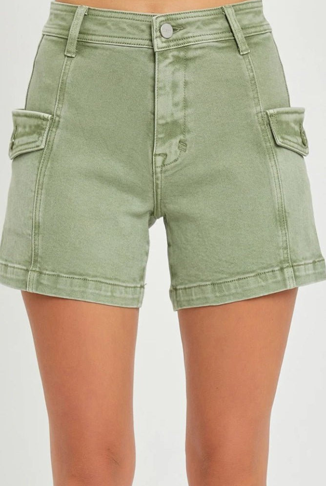 Risen Rise Cargo Shorts Olive - Fleur - De - Lis Boutique