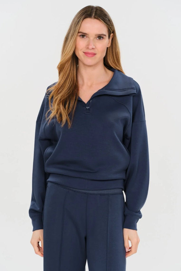 Six Fifty Scuba 1/4 Zip Up Navy - Fleur-De-Lis Boutique