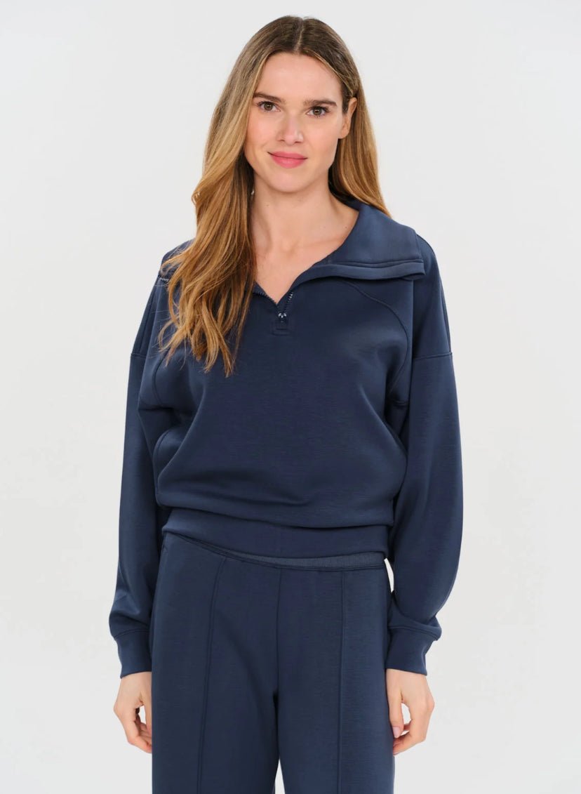 Six Fifty Scuba 1/4 Zip Up Navy - Fleur-De-Lis Boutique
