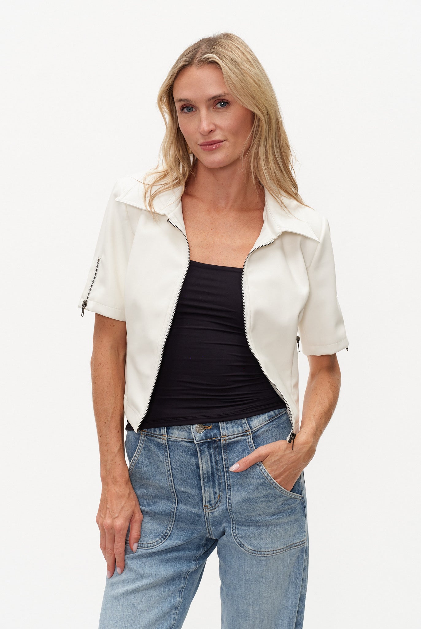 Six Fifty Monroe Leather White Jacket - Fleur - De - Lis Boutique