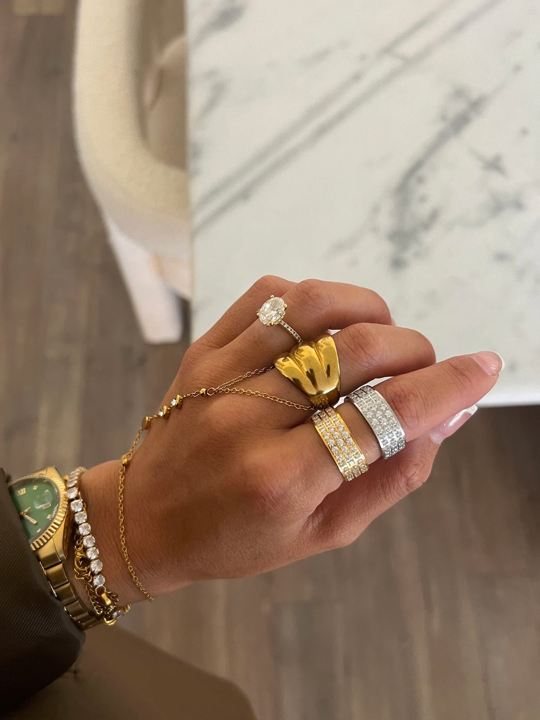 Chansutt Pearls The Miley Ring Gold - Fleur - De - Lis Boutique