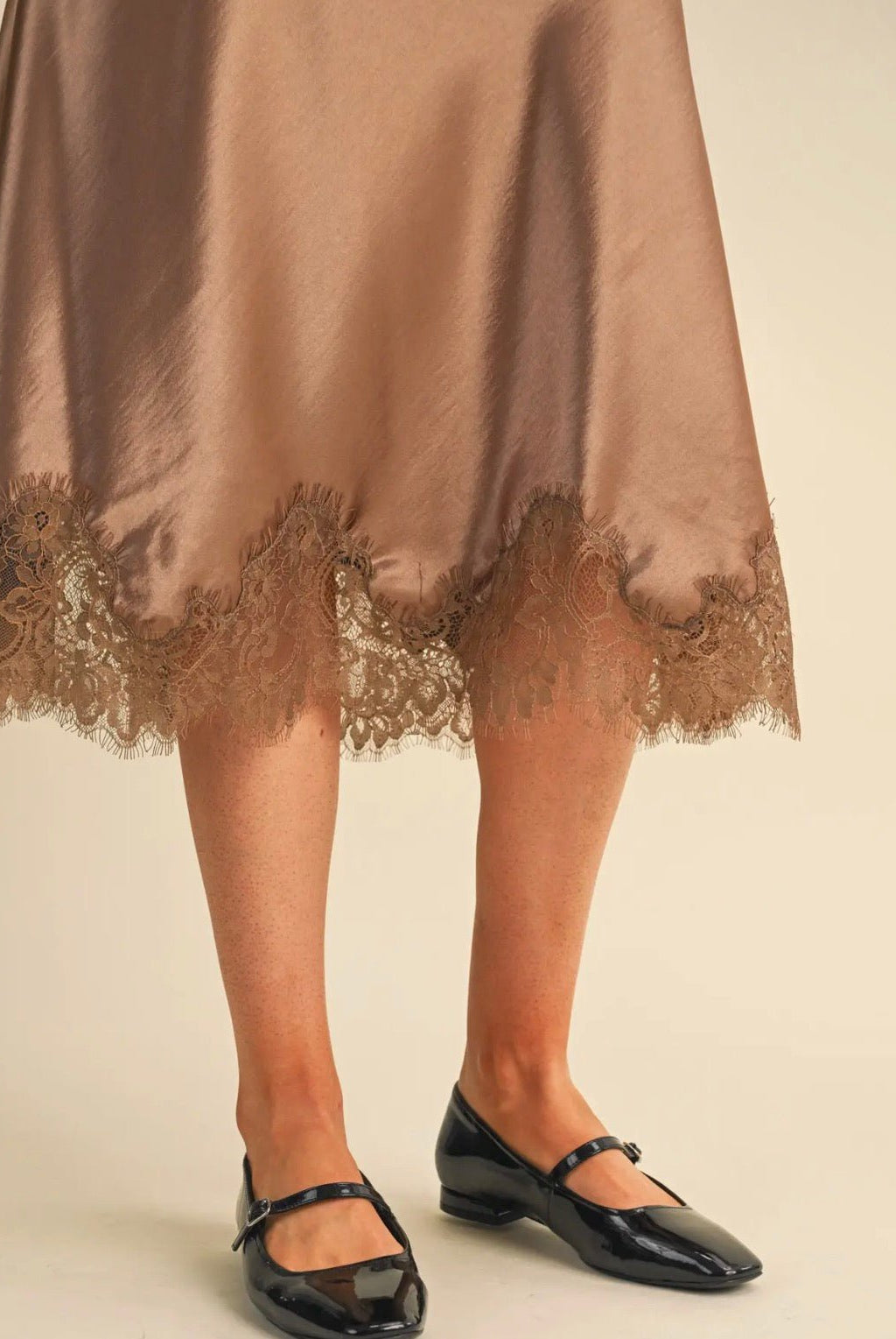 Merci Bronze Lace Edge Midi Skirt - Fleur-De-Lis Boutique