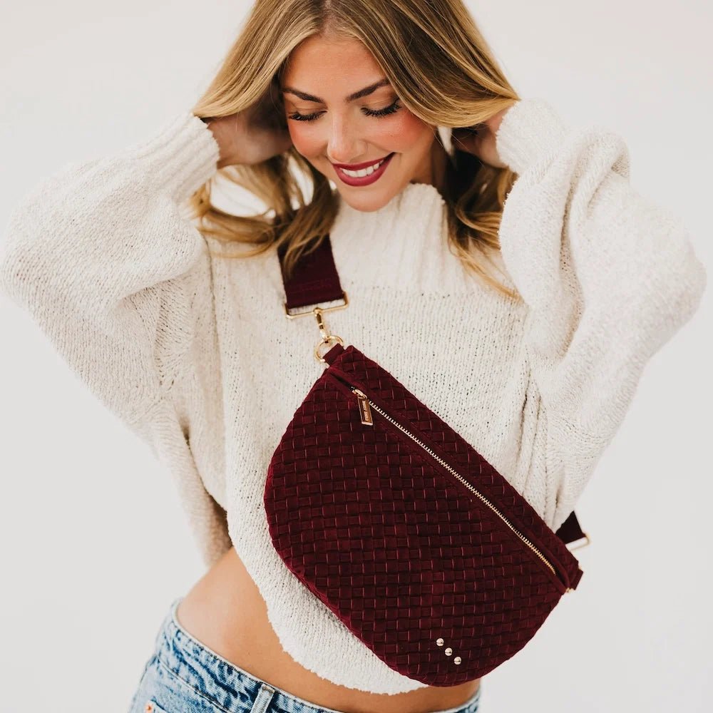 Pretty Simple Suede Westlyn Woven Bum Bag - Fleur-De-Lis Boutique
