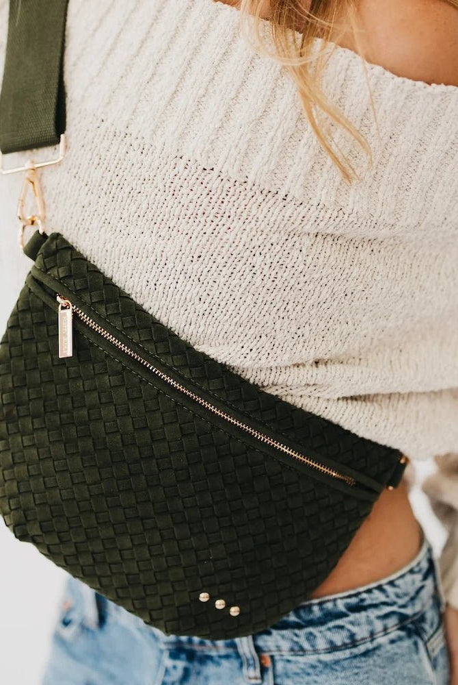 Pretty Simple Suede Westlyn Woven Bum Bag - Fleur-De-Lis Boutique