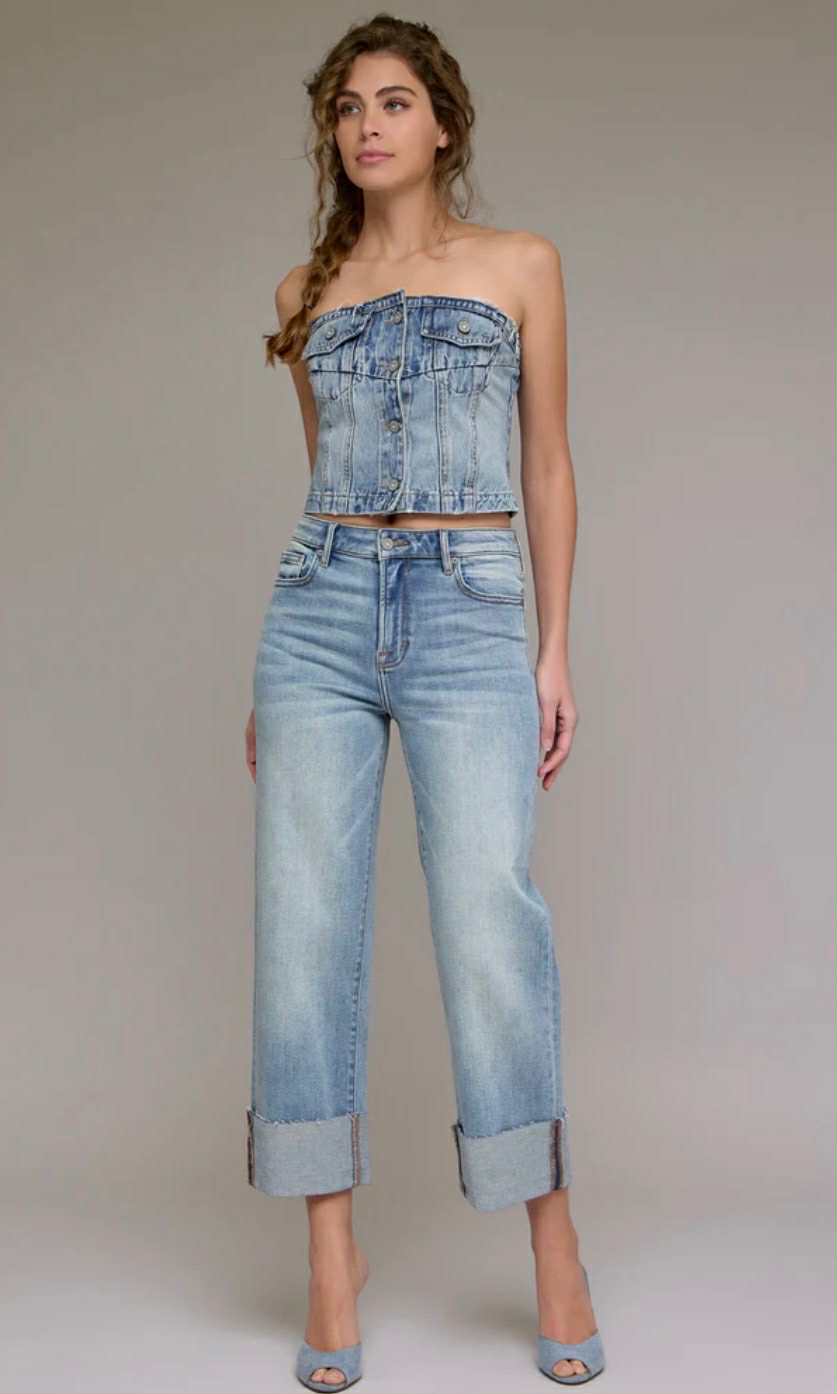 Hidden Ella High Rise Cropped Wide Straight Vintage - Fleur - De - Lis Boutique