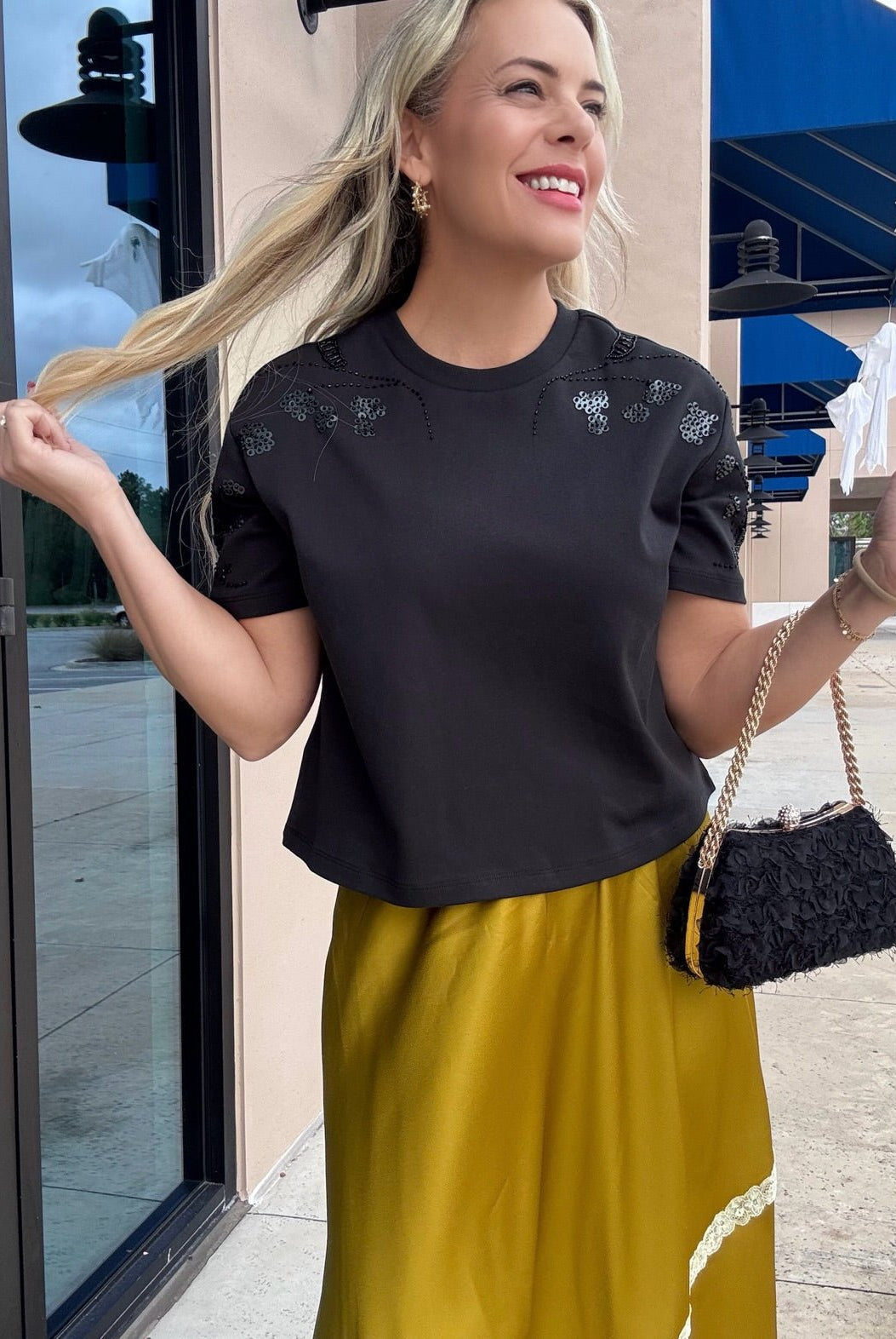Dear John Maddox Beaded Top Black - Fleur-De-Lis Boutique