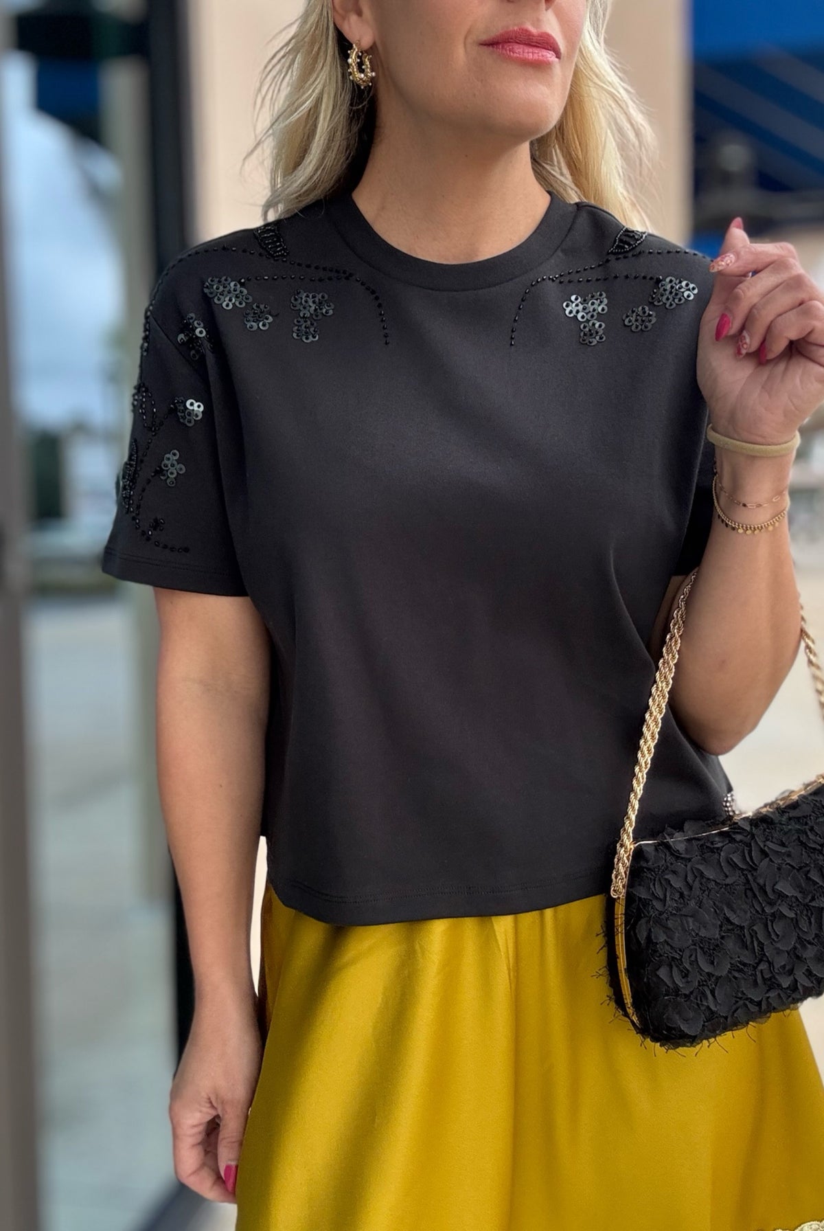 Dear John Maddox Beaded Top Black - Fleur-De-Lis Boutique