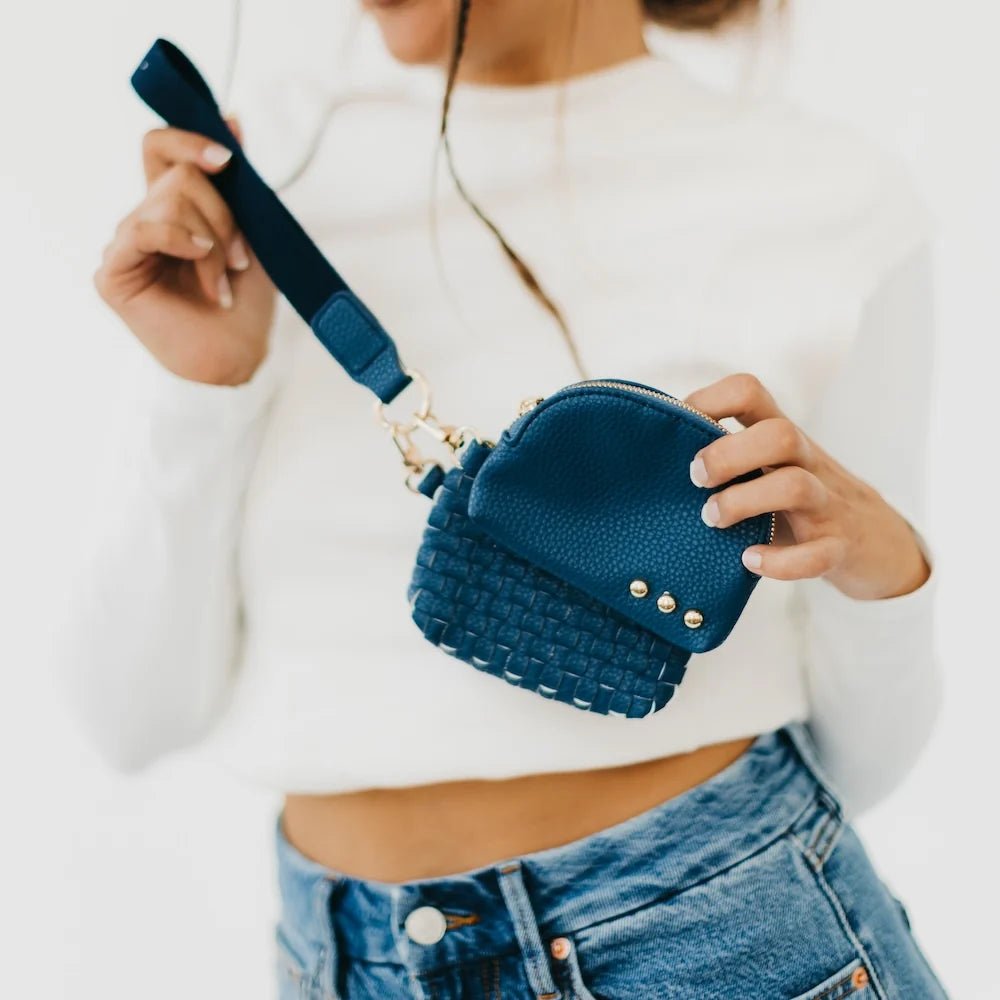Pretty Simple Wonderlust Woven Dual Pouch Wristlet-Blue - Fleur-De-Lis Boutique