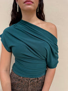 Olivaceous Carina One Shoulder Top Bottle Green - Fleur-De-Lis Boutique
